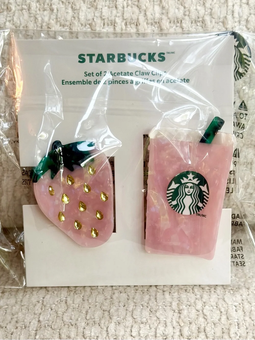 Starbucks Pink Drink Hair Clips 2pc Set IN HAND Limited Edition Summer 2026 HTF